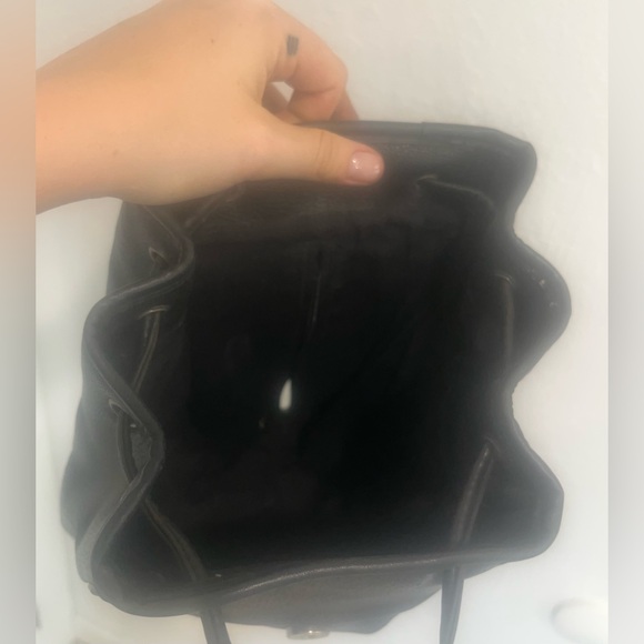Guess Black Leather Drawstring Backpack - Picture 3 of 4